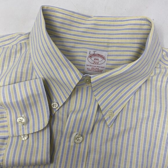 Brooks Brothers Other - Brooks Brothers 346 Men's XXL Yellow Blue Stripe Long Sleeve Button Down Shirt